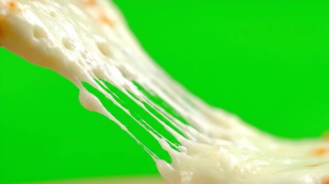 Close-up shot of a delectable pizza slice featuring hot, stringy mozzarella cheese stretching beautifully. Perfect for food-related projects.