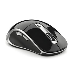 Elegant black wireless computer mouse with smooth ergonomic design.