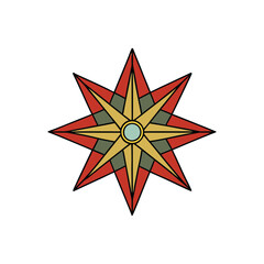 Obraz premium Eight point star compass rose graphic symbol for direction and guidance