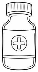Obraz premium Cartoon Medicine Bottle with Cross Symbol