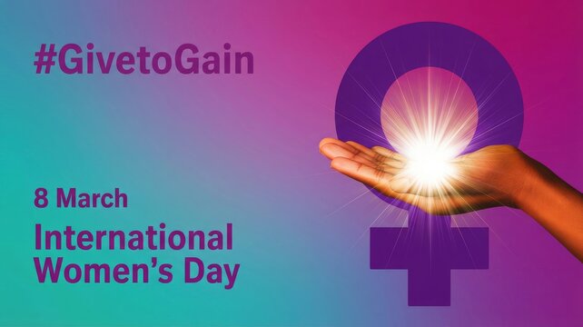 Empowering woman symbol with radiant light for International Women's Day