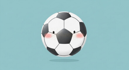 Obraz premium Blushing Soccer Ball with Shy Expression on Turquoise Background