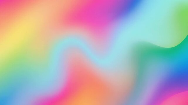 Loopable abstract background animation of liquid-like color gradients morphing slowly, bright vibrant hues balanced with soft pastels, vector illustration style, motion blur smoothing