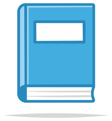 Simple blue hardcover book with blank label vector icon for education and learning