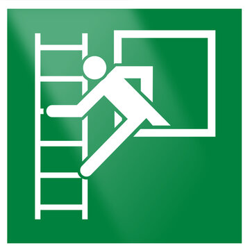 Emergency Escape Ladder Sign &ndash; Window Evacuation Route Safety Symbol E016 Iluustration