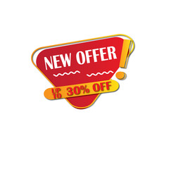 Obraz premium New Offer Banner up to 30% off Label,Discount Offer label,Red and Yellow Banner design,Discount Tag And Banner Template PNG Design transparent background