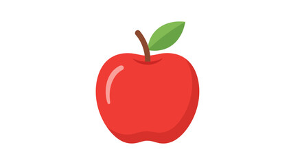Fototapeta premium Red Apple with Green Leaf Illustration.
