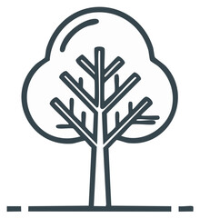 Fototapeta premium Stylized Outline Tree Icon Represents Nature, Growth, and Environment in a Simple Line Art Design