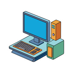 Fototapeta premium Isometric desktop computer setup national video game day technology illustration