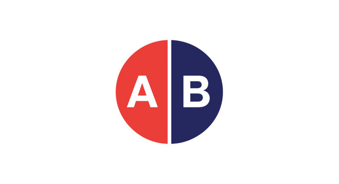 Red and Blue Circle with Letters AB.