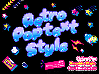 Retro Pop Puffy Sticker Graphic Style for Illustrator