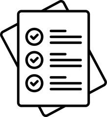 Clipboard icon. Checklist with gear, checkmarks, magnifier and pencil. Quality check line sign. Clipboard icons A simple checklist with items marked as complete with checkmarks.