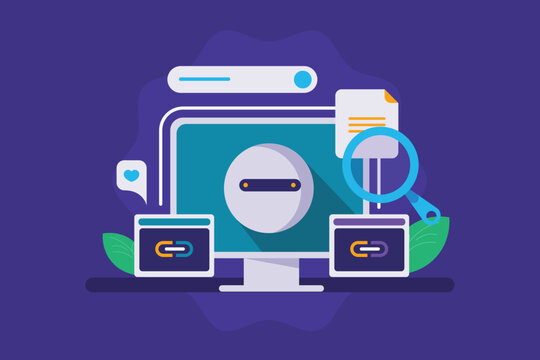 AI robot managing structured SEO modeling, identify programmatic link building opportunity, domain authority mapping and SERP visualization.