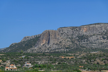 Obraz premium Ruins of ancient Assopos submerged at the shoreline in Laconia, Greece