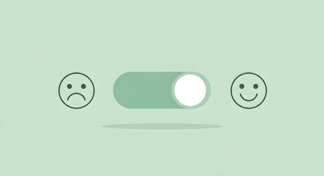 Mood toggle switch: Sad to happy smiley face transition
