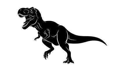 Obraz premium Aggressive Tyrannosaurus Rex dinosaur silhouette vector roaring