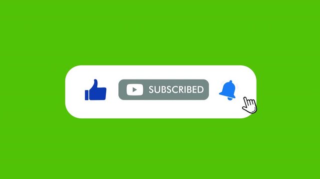 Subscribe Green Screen Animation Subscribe Like Notification Button Green Screen. 4K Resolution