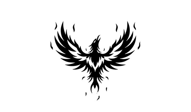 Phoenix blazing fire vector illustration solid color layers