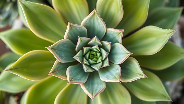 goral. A succulent plant with a central stem and eight plump leaves, top-down view. gardening catalogs, home-decor guides, designed for home decor and floral branding, used by performance marketers.