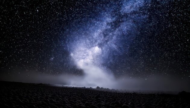 Mystical Night Sky - Stars, Clouds, and Atmospheric Glow.