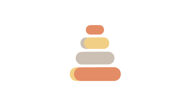 Stacked colorful oval shapes object.