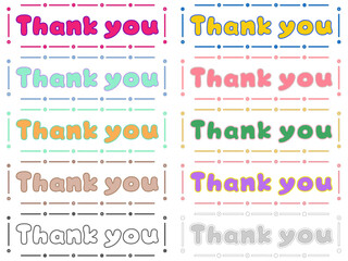 ありがとうを伝える時に使える素材　カラフルな手書きThank youイラストセット
