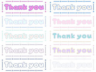 ありがとうを伝える時に使える素材　淡い色の手書きThank youイラストセット
