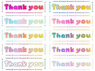 ありがとうを伝える時に使える素材　可愛い色の手書きThank youイラストセット