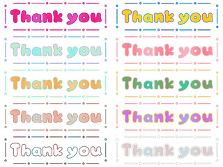 ありがとうを伝える時に使える素材　優しい色の手書きThank youイラストセット