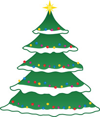 Christmas Tree, Snow, Christmas vector illustration in a isolated white background