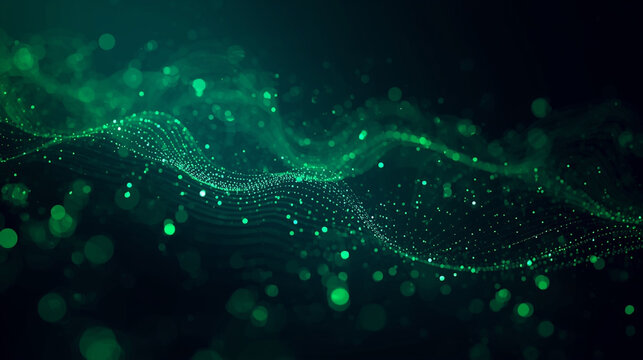 Futuristic green data flow visualization digital technology concept