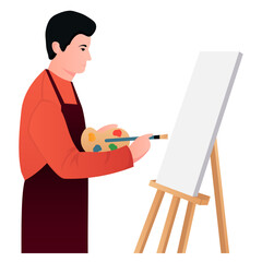 Artist Painting on Canvas Illustration