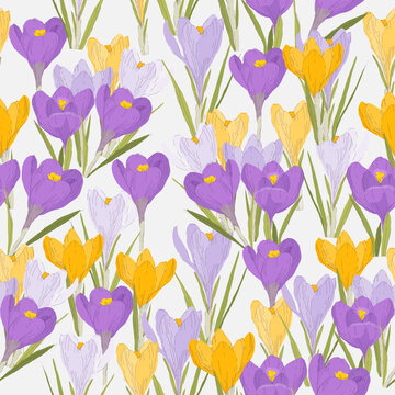 Seamless Pattern with Fresh Spring Flowers Bouquets
