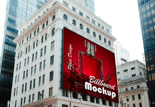 Large Format Outdoor Billboard Mockup on Classic Building