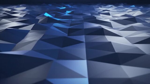 Abstract low poly geometric surface with blue and grey tones creating a modern