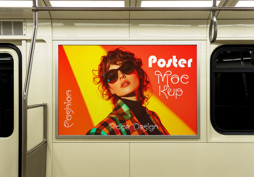 Subway Interior Billboard Poster Mockup with Fashion Design