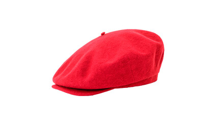  french red beret side view isolated on transparent background cut out
