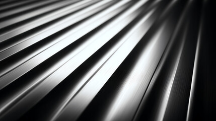 Fototapeta premium Black and white abstract background with metallic slats and dramatic lighting.