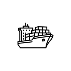 Obraz premium Cargo Ship Navigating Through Busy Port with Containers and Dockyard