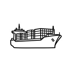 Obraz premium Cargo Ship Vessel Navigating Through Maritime Waters for Commercial Transport