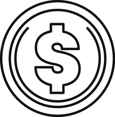 Obraz premium Dollar coin outline symbolizing money, payment, and financial transactions