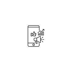 Digital marketing analytics with smartphone and growth chart icons