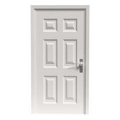 White Six-Panel Interior Door with Silver Handle 