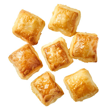 mini puff pastry bites savory style isolated on pure white background 