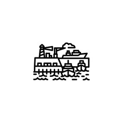 Naklejka premium Industrial Cargo Ship Navigating Maritime Waters in a Modern Shipping Route