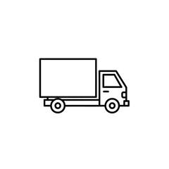 Fototapeta premium Minimalist Black and White Line Drawing of a Delivery Truck for Logistics and Shipping
