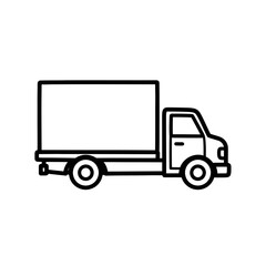 Fototapeta premium Minimalist Line Art Illustration of Delivery Truck in Black and White
