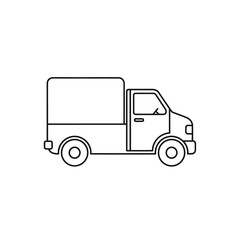 Fototapeta premium Minimalist Line Art Illustration of Delivery Van in Black and White