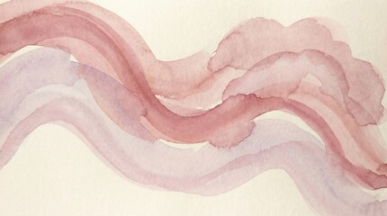 Fototapeta premium Abstract Pink Watercolor Waves on Beige Background.