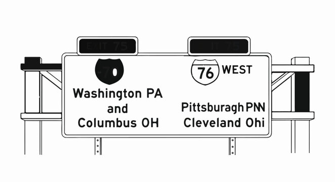 Overhead highway signs direct travelers to multiple cities and route numbers